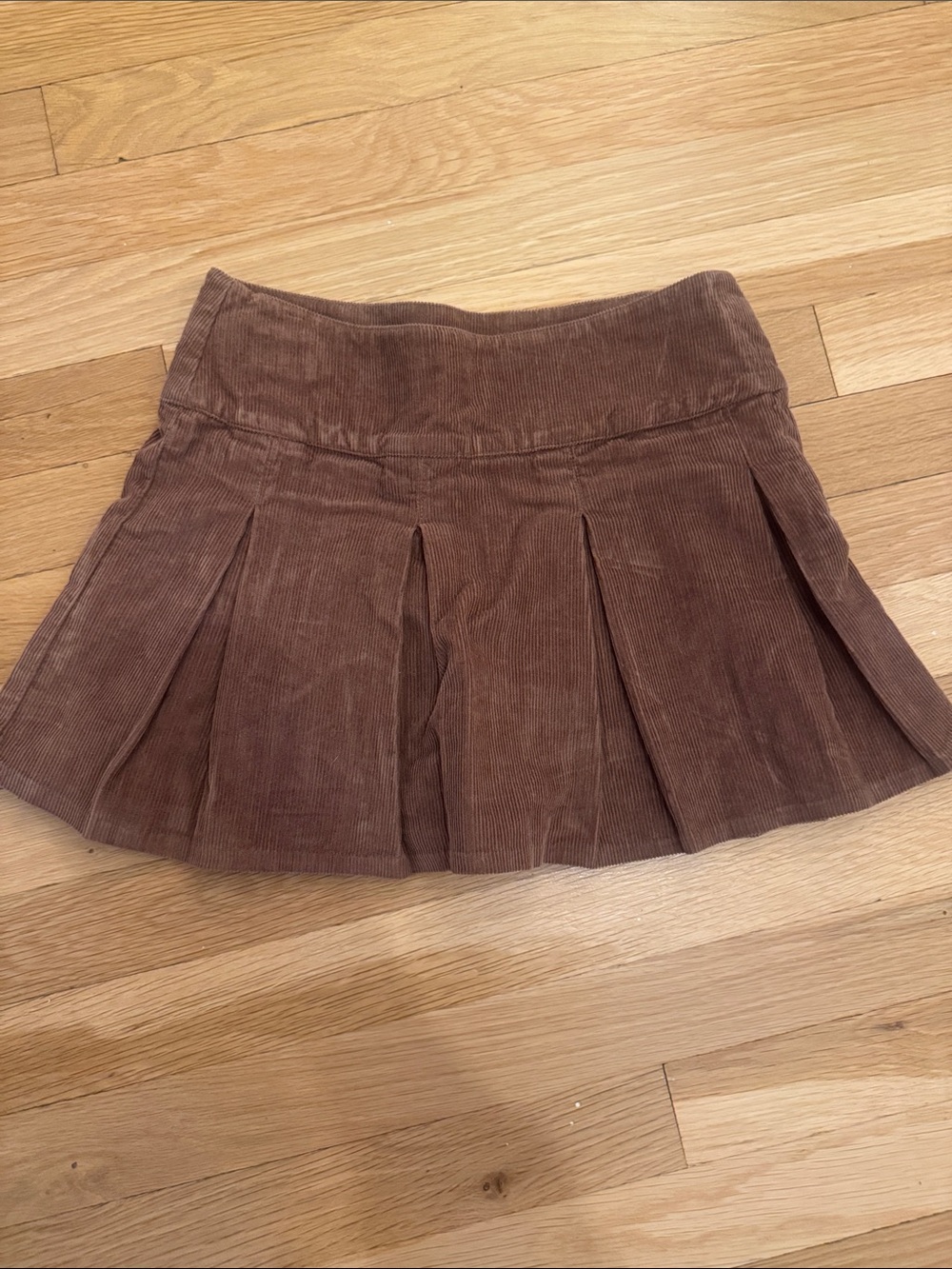 H&M Brown Corduroy Pleated Mini Skirt